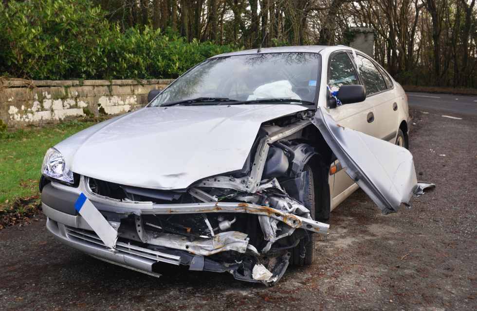 A damaged car that can be used as collateral for a salvage title loan.